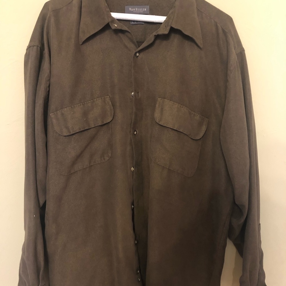 Vanheusen suede button up shirt